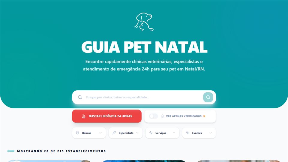 Página inicial do Guia Pet Natal