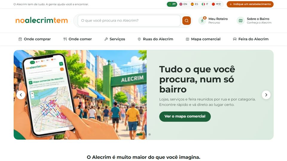 Página inicial do No Alecrim Tem